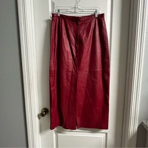 Newport News Red Maxi Leather Skirt